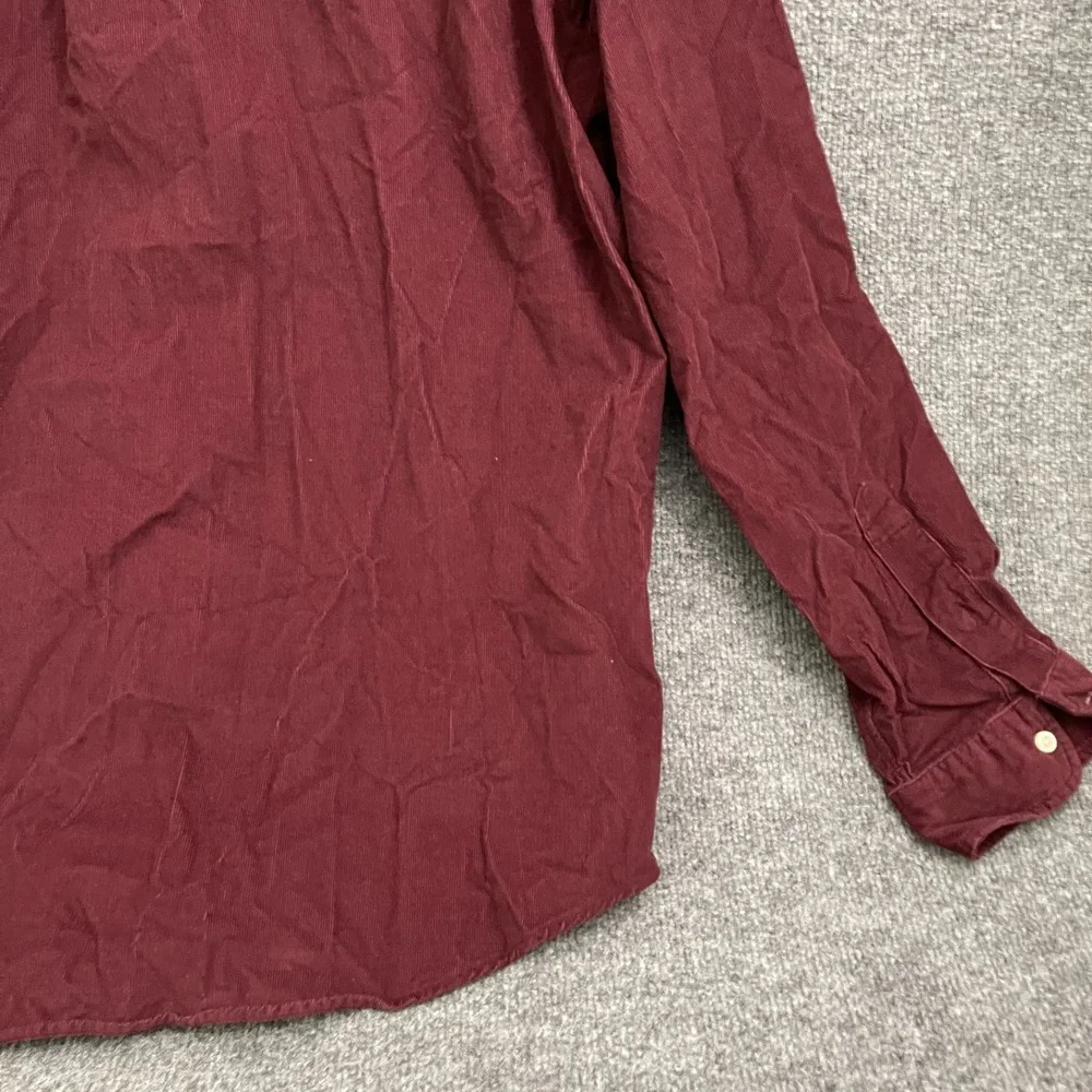 Polo Ralph Lauren Corduroy Cord Shirt Mens Sz 2XL Burgundy Button Long Sleeve